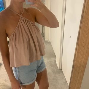 Suede pink halter top